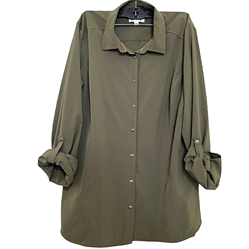 Orvis Outdoor Green Tabbed Long Sleeve Button Up Shirt Large